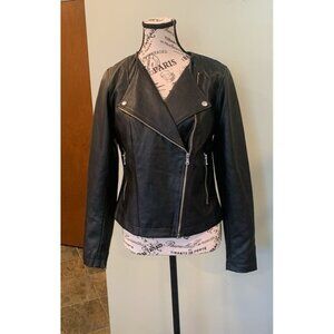 LOFT Black Faux Leather Moto Jacket Women’s Size 2 XS Extra Small